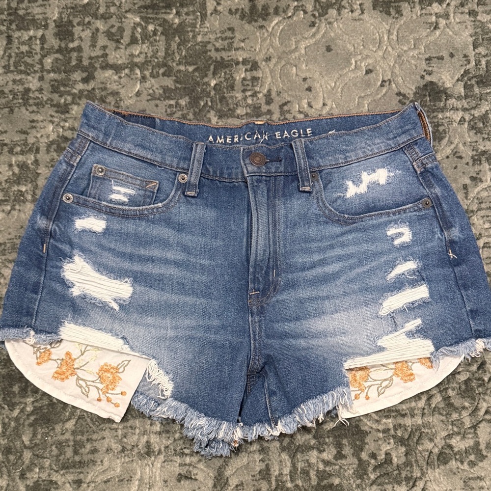 American Eagle Outfitters Floral Embroidered Hi-Rise Festival Midi Shorts